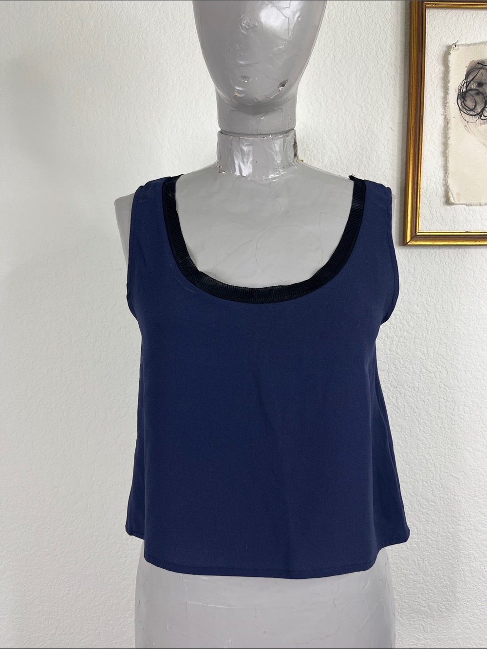 Aritzia Babaton Davis Cropped Sleeveless Blouse Mixed Media Contrast Boxy Tank